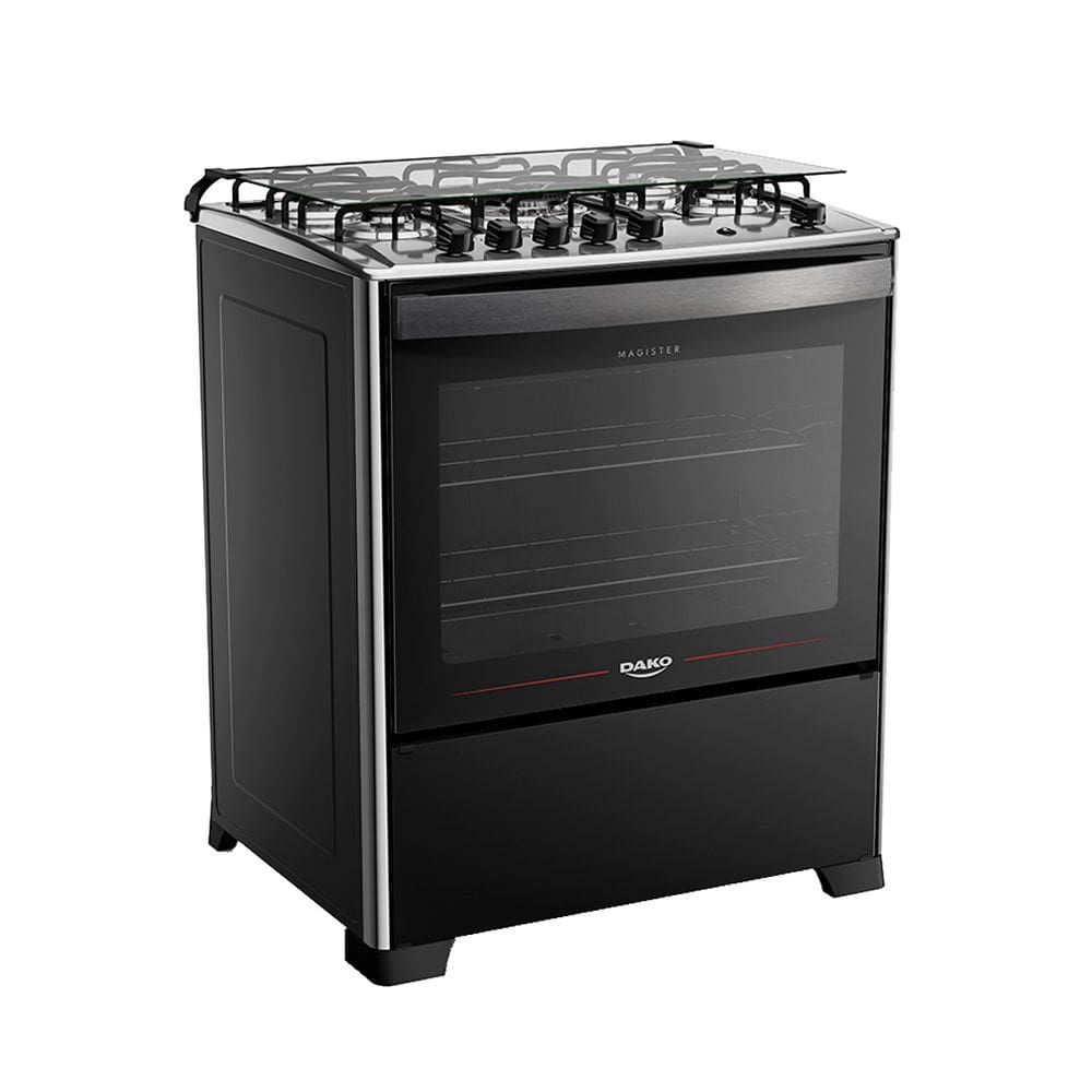 Fogão Dako Magister 5 Bocas Automático Mesa de Inox Tripla Chama Forno 100L