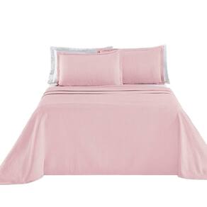 Kit Cobre Leito Colcha Lavinne Queen Dupla Face - Rosa
