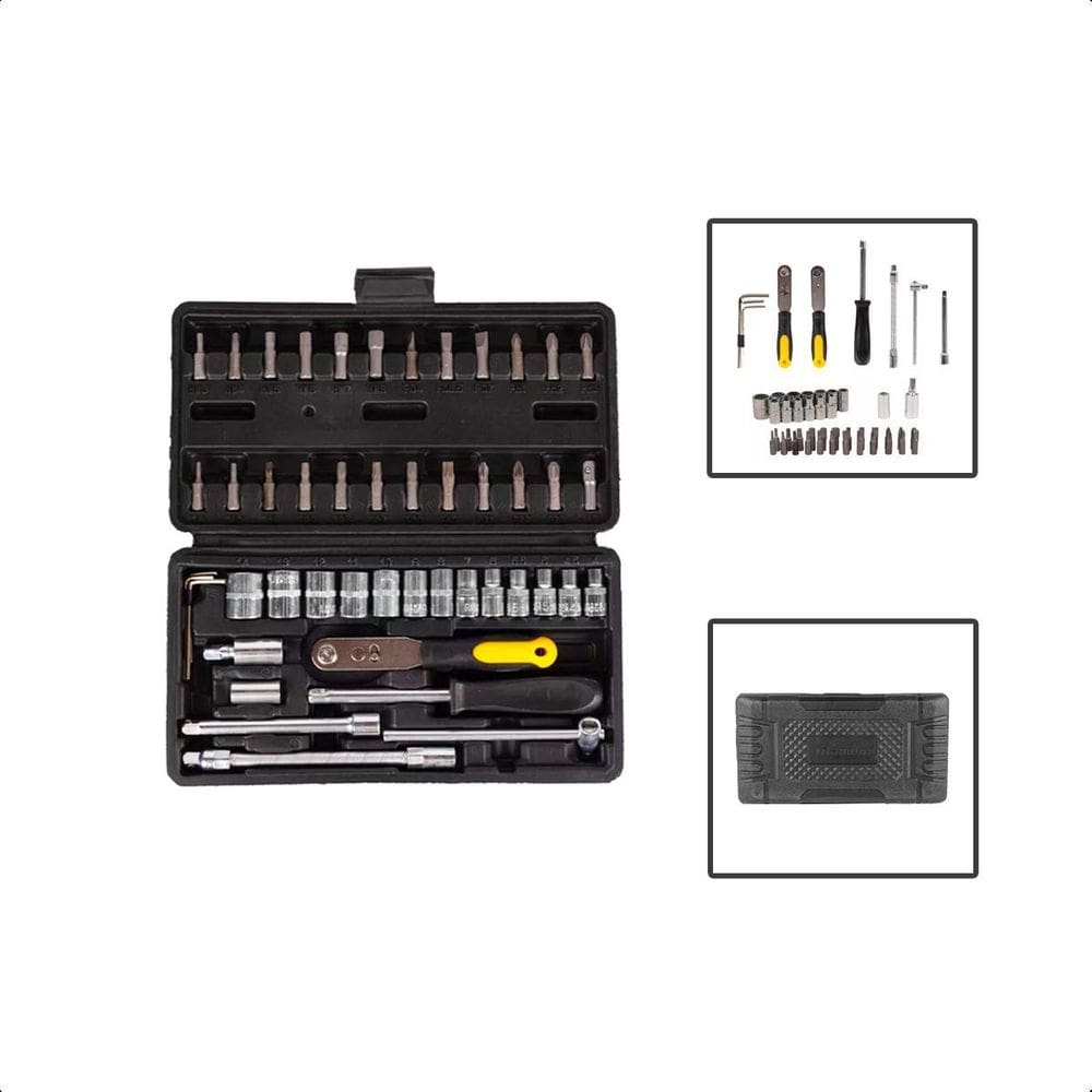 Kit Jogo Maleta De Ferramentas Com 48 Peças Profissional