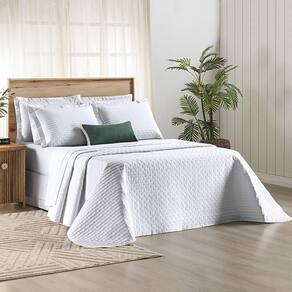 Kit Cobre Leito Colcha Marley King Dupla Face - Branco