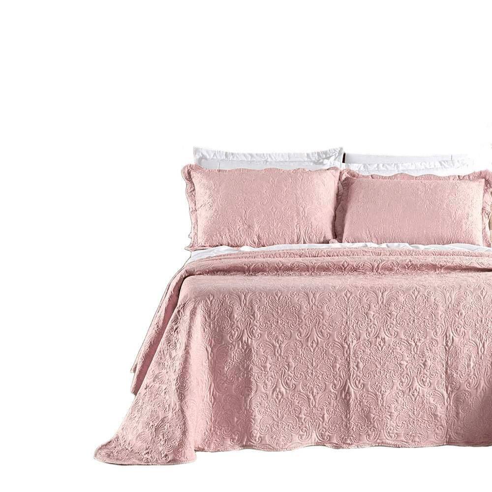 Kit Cobre Leito Colcha Adventure Queen Dupla Face - Rosê