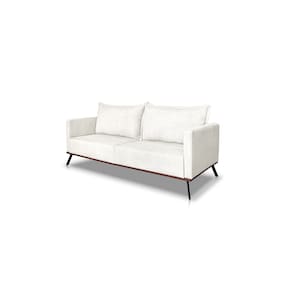 Sofá 2 Lugares Decorativo Atlas 1,60cm Pés Retro Linho Boucle 3300 - Montanaris Decor