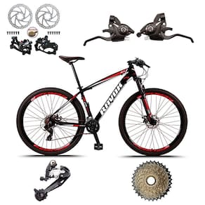 Bicicleta Aro 29 Alumínio Freio A Disco 27 Velocidades Alavanca Cor:azul E Rosa;tamanho:17"