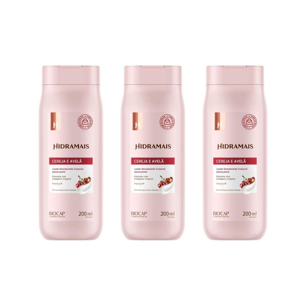 Hidratante Corporal Hidramais 200Ml Cereja E Avela - 3Un