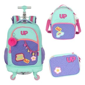 Kit Mochila Carrinho Rodinhas 360 Led Up4You Porta Laptop