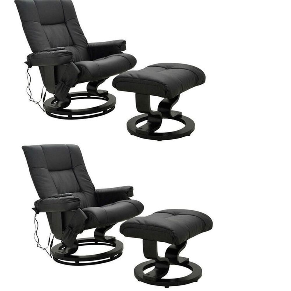 Conjunto com 2 Poltronas de Massagem com Apoio para Pés Minnesota Preto