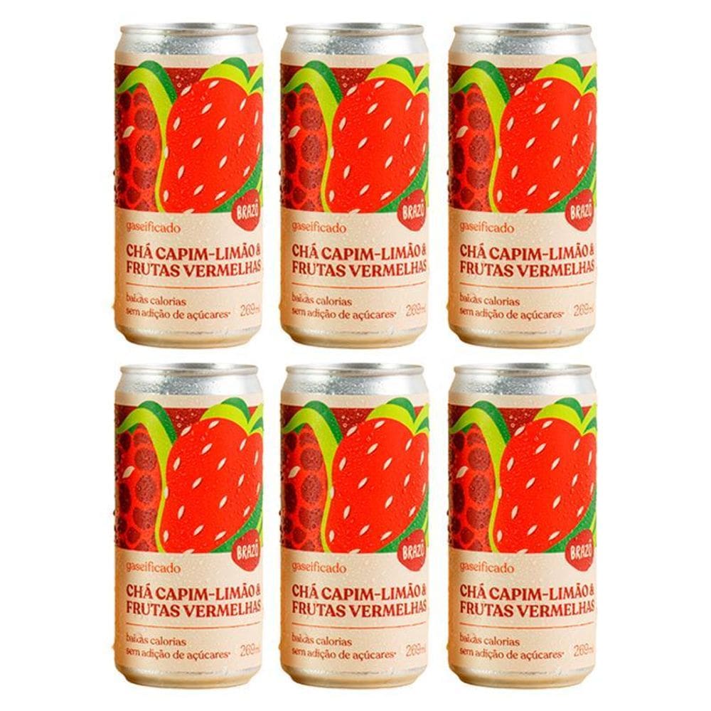 Kit 6X: Chá Capim Limão Frutas Vermelhas Gaseificado Brazô