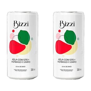 Kit 2X: Água Gaseificada Morango Limão Sem Açúcar Bizzi