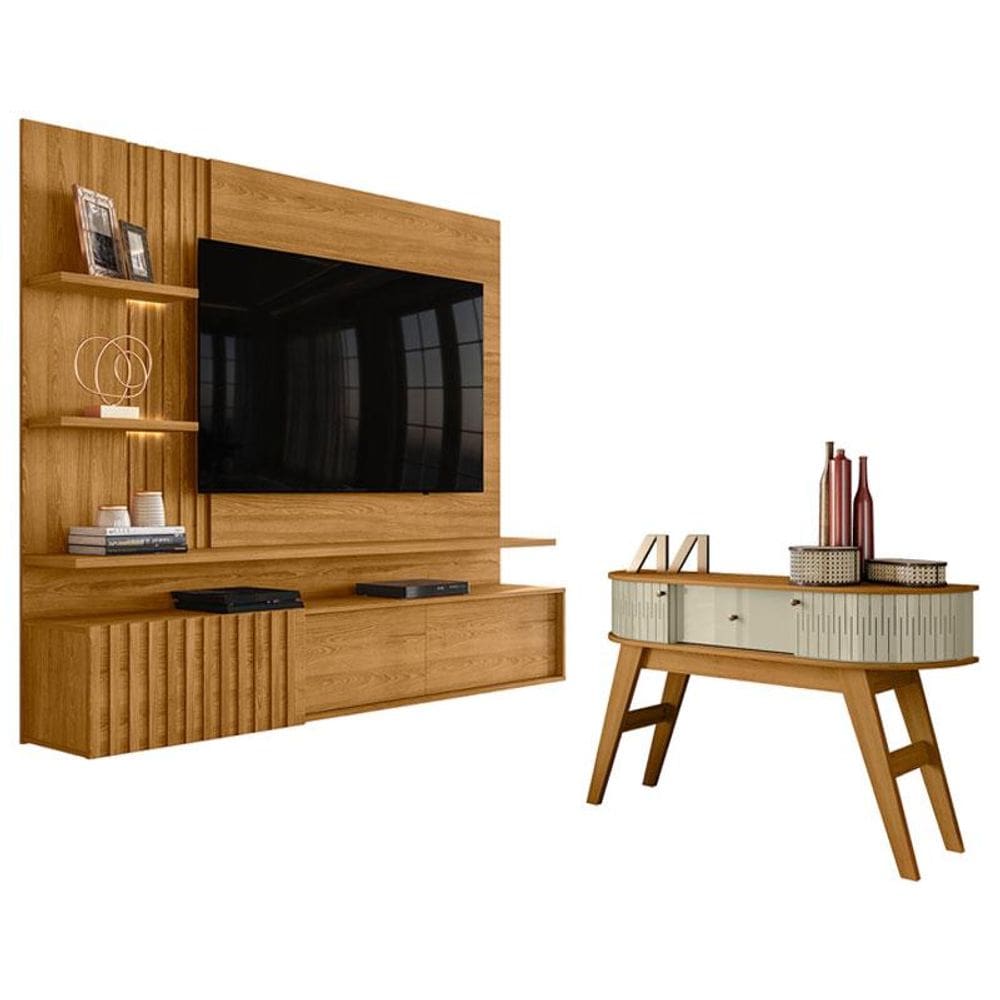 Estante Home Theater Suspenso Atena com Aparador Estoril Cumaru Opala - Madetec