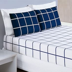 Jogo Cama Lençol Solteiro 200 Fios 2 Peças Azul Marinho