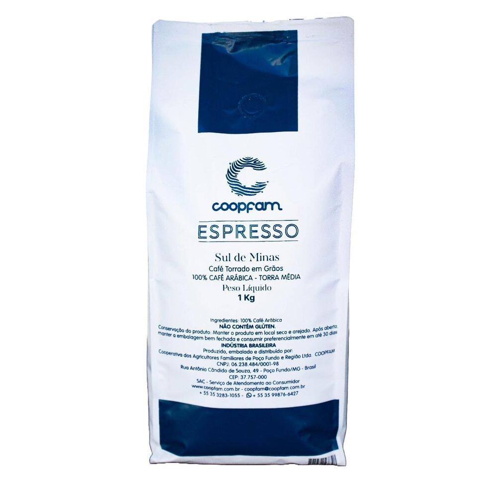 Café Espresso Torrado Em Grãos Coopfam 1Kg
