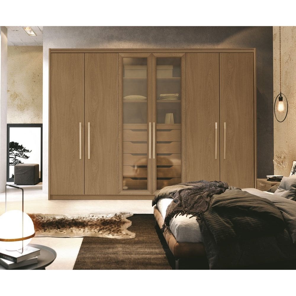 Guarda-roupa Premium 6 Portas com Espelho Reflecta Freijó