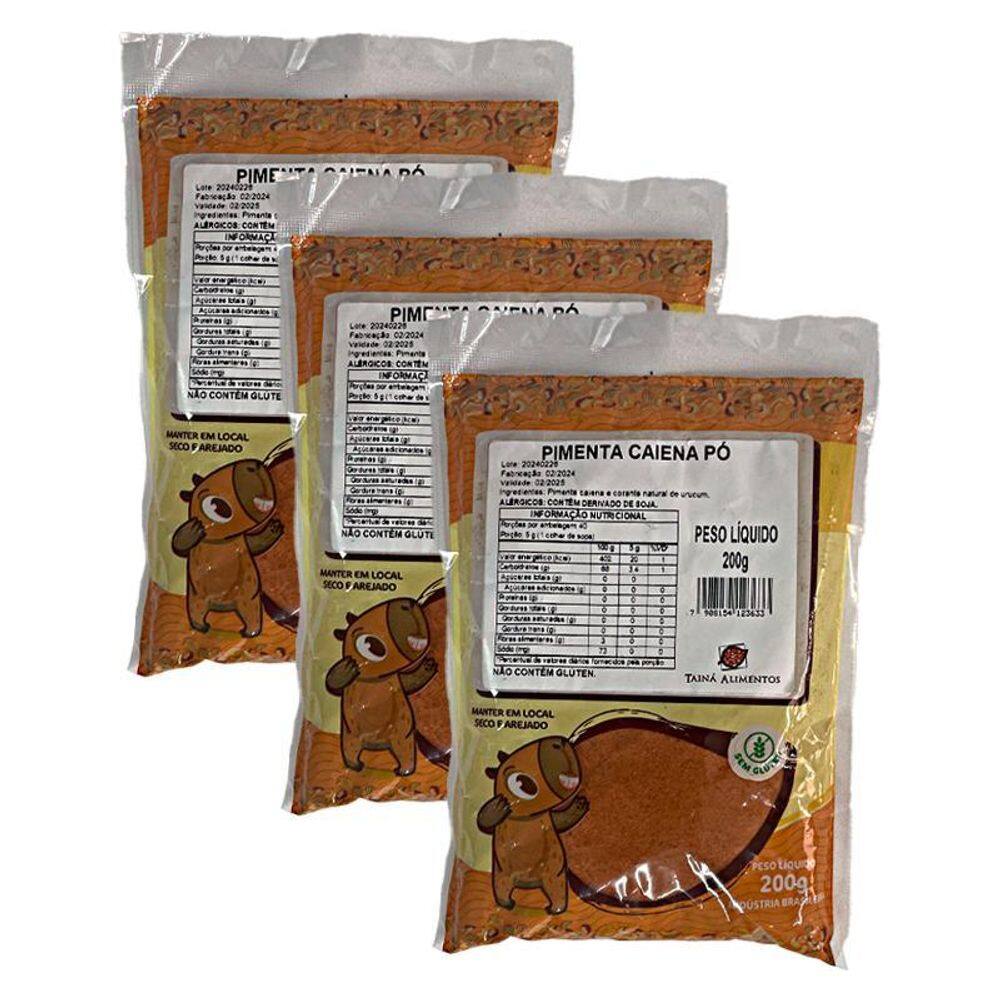 Kit 3X: Pimenta Caiena Em Pó Tainá Alimentos 200G