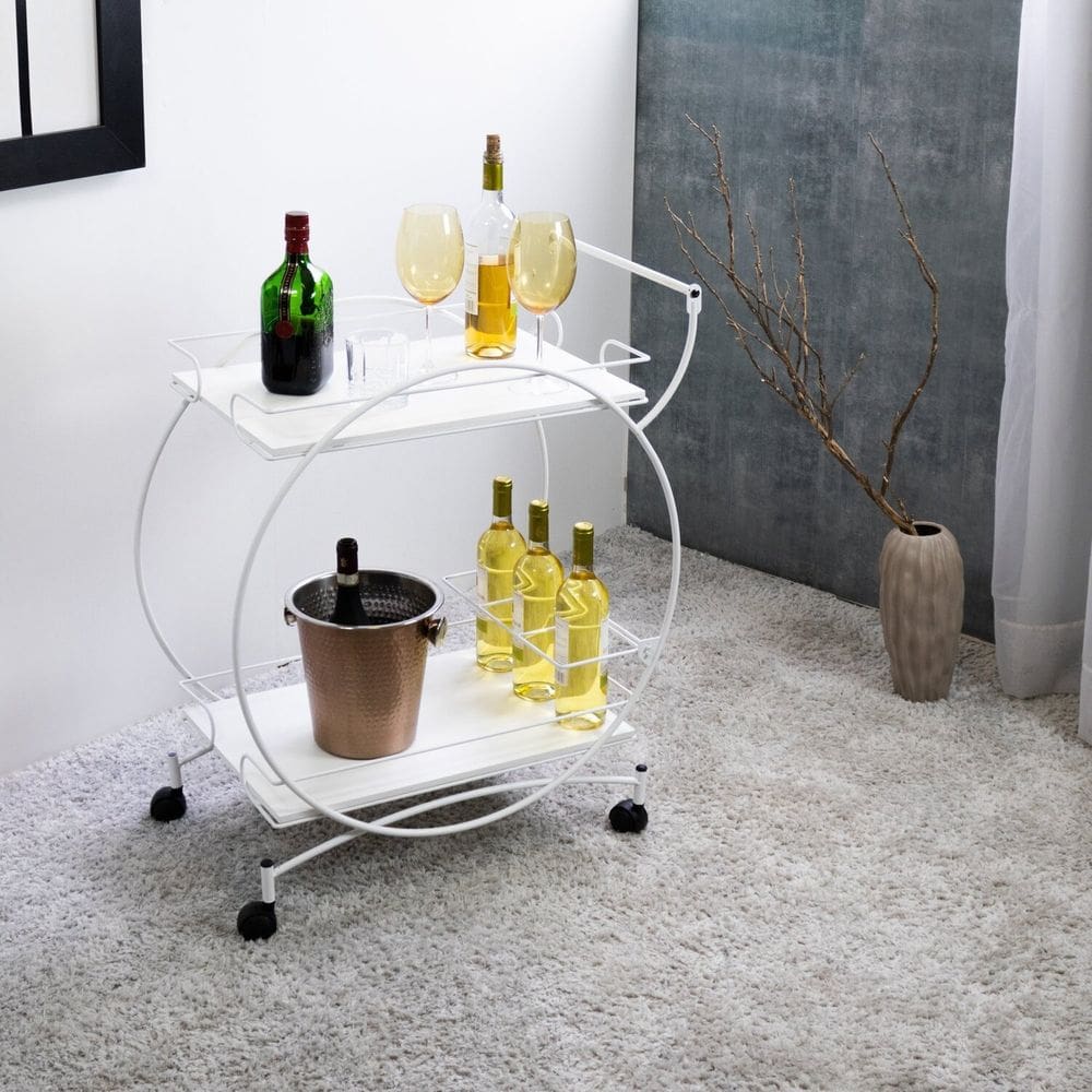 Carrinho de Bebidas Decorativo Vintage Branco Fosco