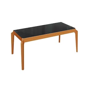 Mesa de Sala Jantar Petra Madeira Maciça + Tampo Madeirado c/ Vidro 160x90cm Carvalho/Preto fosco/Vidro preto - Kappesberg