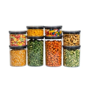 Kit 8 potes de acrílico com tampa herméticos redondos - Tüd
