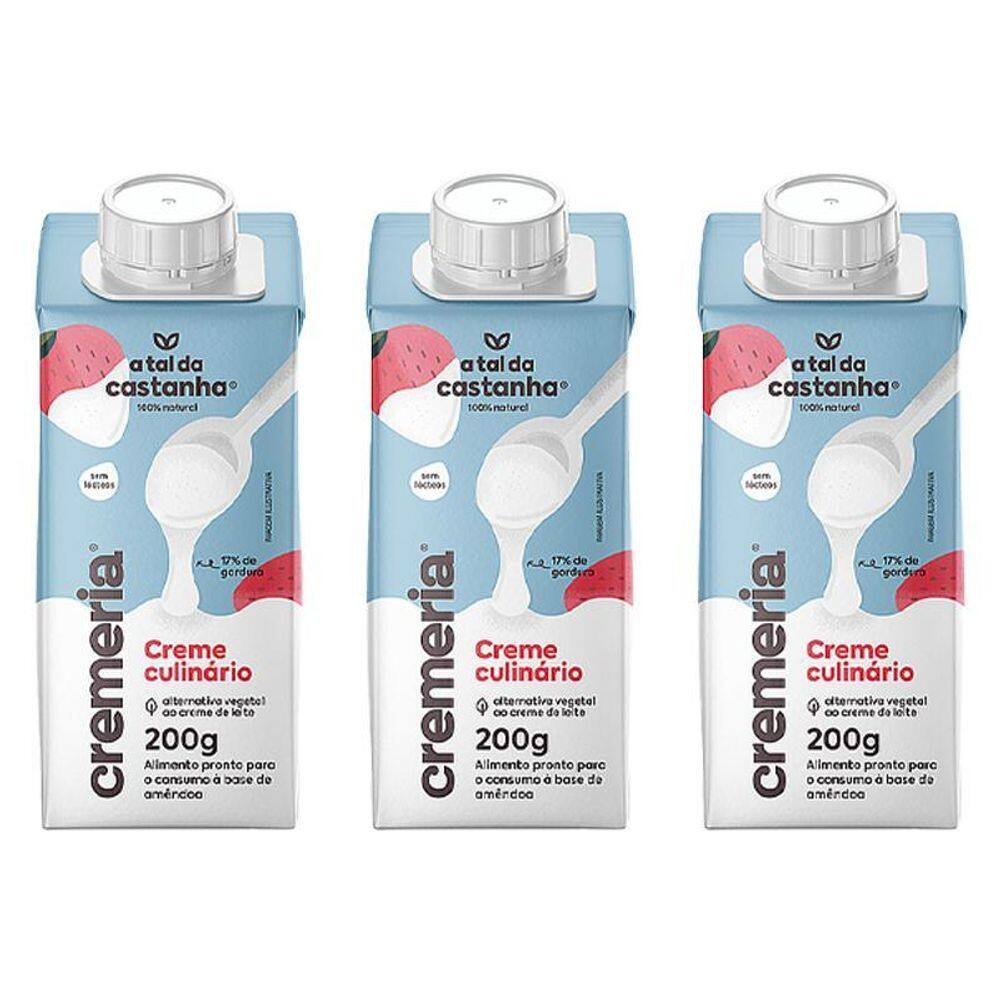 Kit 3X: Creme Culinário Vegetal Cremeria A Tal Da Castanha