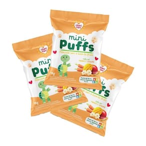 Kit 3X: Snack Infantil Mini Puffs Manga E Cenoura Nhami Mami