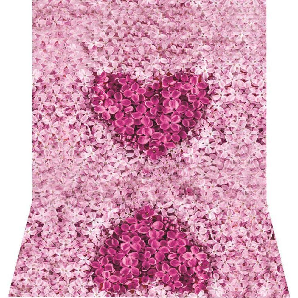 Fundo Fotográfico Newborn Em Tecido Floral Coração 1,50X2,20