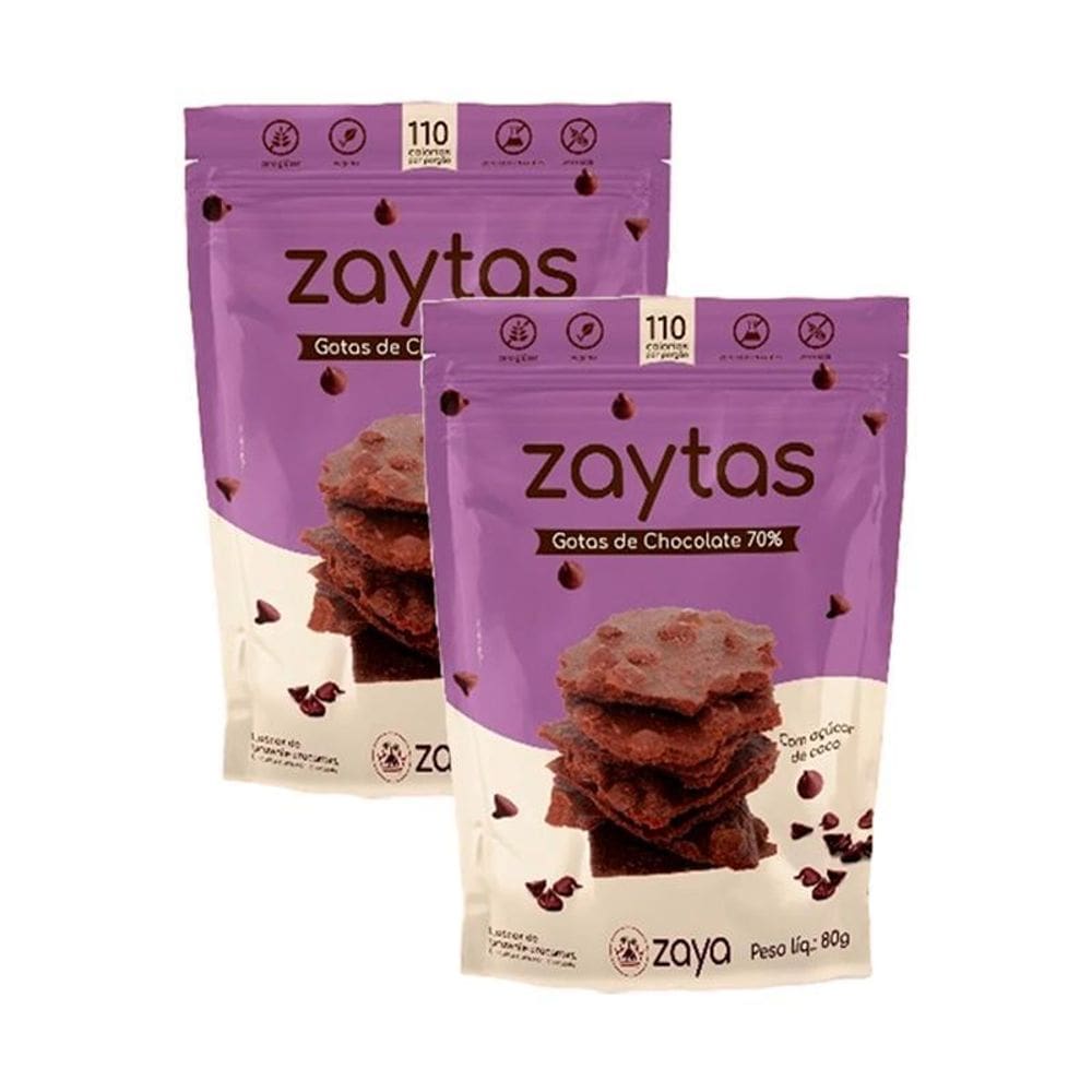 Kit 2X: Biscoito Zaytas Gotas Chocolate Sem Glúten Zaya 80G