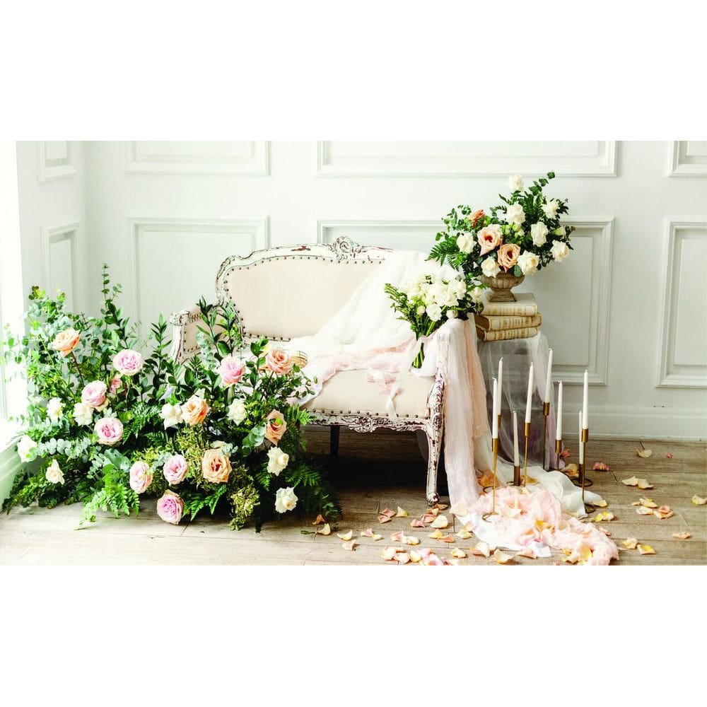 Fundo Fotográfico Em Tecido Poltrona Com Rosas 2,20X1,50