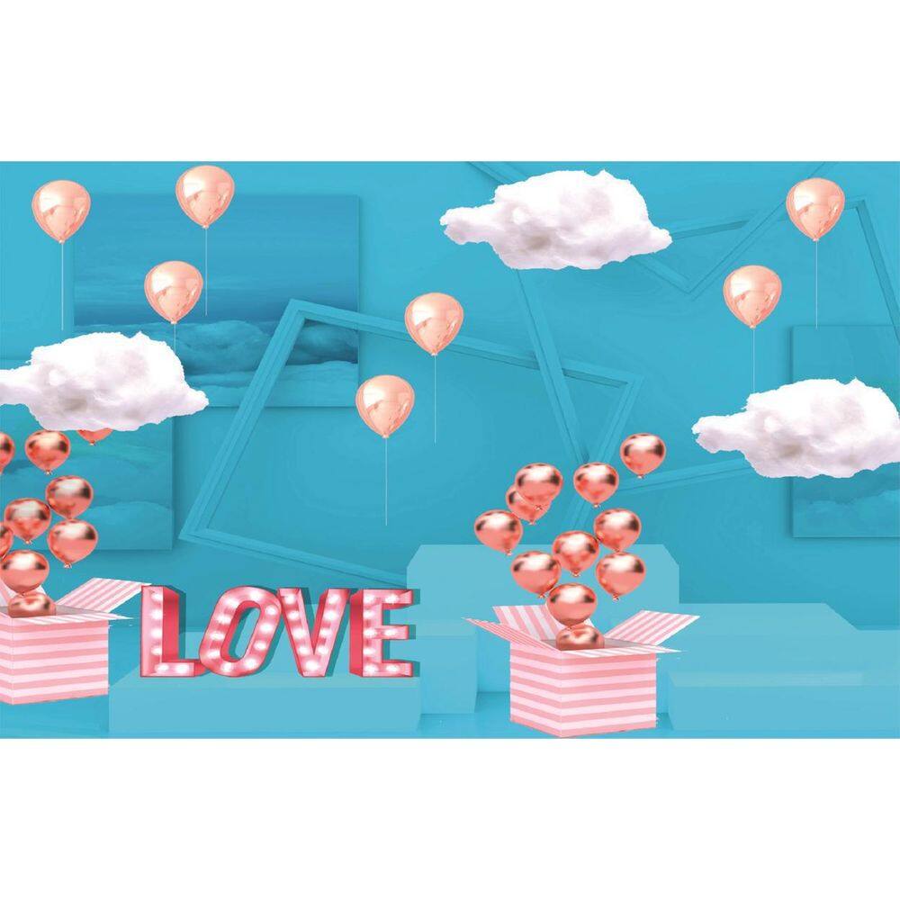 Fundo Fotográfico Em Tecido Balões Rosa Love 2,80X1,50