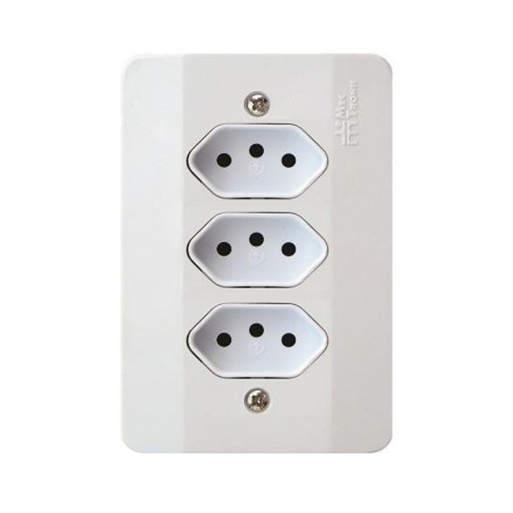 Tomada Millenium Tripla 2P+T 10A Bc - Mectronic