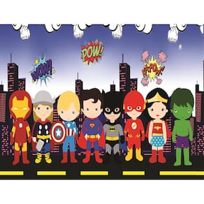 Fundo Fotográfico Em Tecido Super Heróis Baby 2,60X1,50