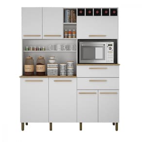 Cozinha Compacta Monte Rey 7 Portas 2 Gavetas Branco com Cinamomo Valdemoveis