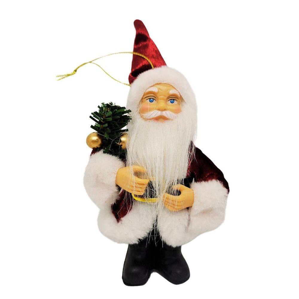 Papai Noel Decorativo Casaco Vinho Luxo 15cm - Magizi