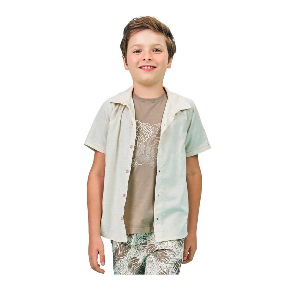 Camisa Luc Boo Manga Curta Linho Ref: 73756 8/14 Menino.