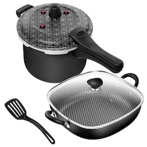 Kit Panela de Pressão Fecho Externo 5 Litros + Frigideira Quadrada 2 Alças N°29 Antiaderente Gourmet Patolux