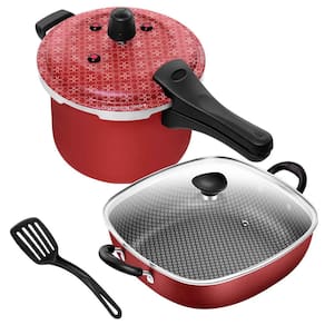 Kit Panela de Pressão Fecho Externo 5 Litros + Frigideira Quadrada 2 Alças N°29 Antiaderente Gourmet Patolux