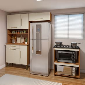 Cozinha Completa 5 Portas 1 Gaveta Barueri Marrom/Off White