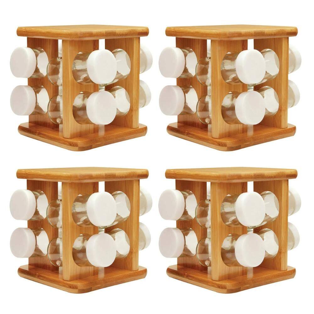 4x Porta Temperos Giratório OU de Bambu Keep com 9 Potes