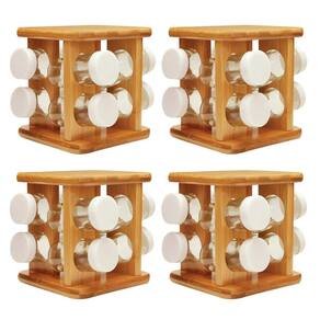 4x Porta Temperos Giratório OU de Bambu Keep com 9 Potes