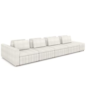 Sofá Ilha e Puff Sala Living 505cm Siesta M22 Bouclê Bege Claro - Mpozenato