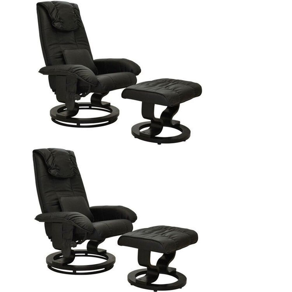 Conjunto com 2 Poltronas de Massagem com Apoio para Pés Louisiana Preto