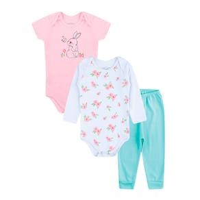 Roupinha de criança Conjunto Bebe Body + Calça enxoval Menina Kit 3 Peças