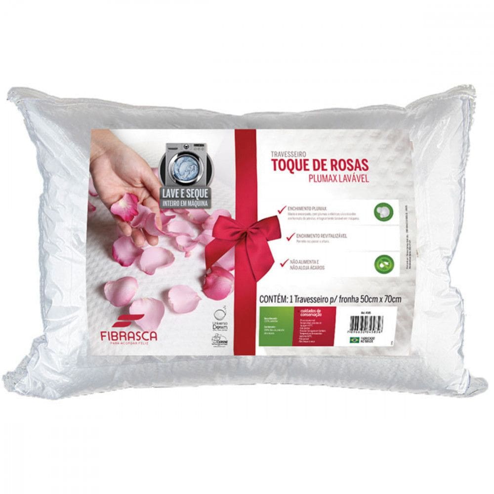 Travesseiro Lavavel Toque de Rosas 40x60 Plumax Fibrasca