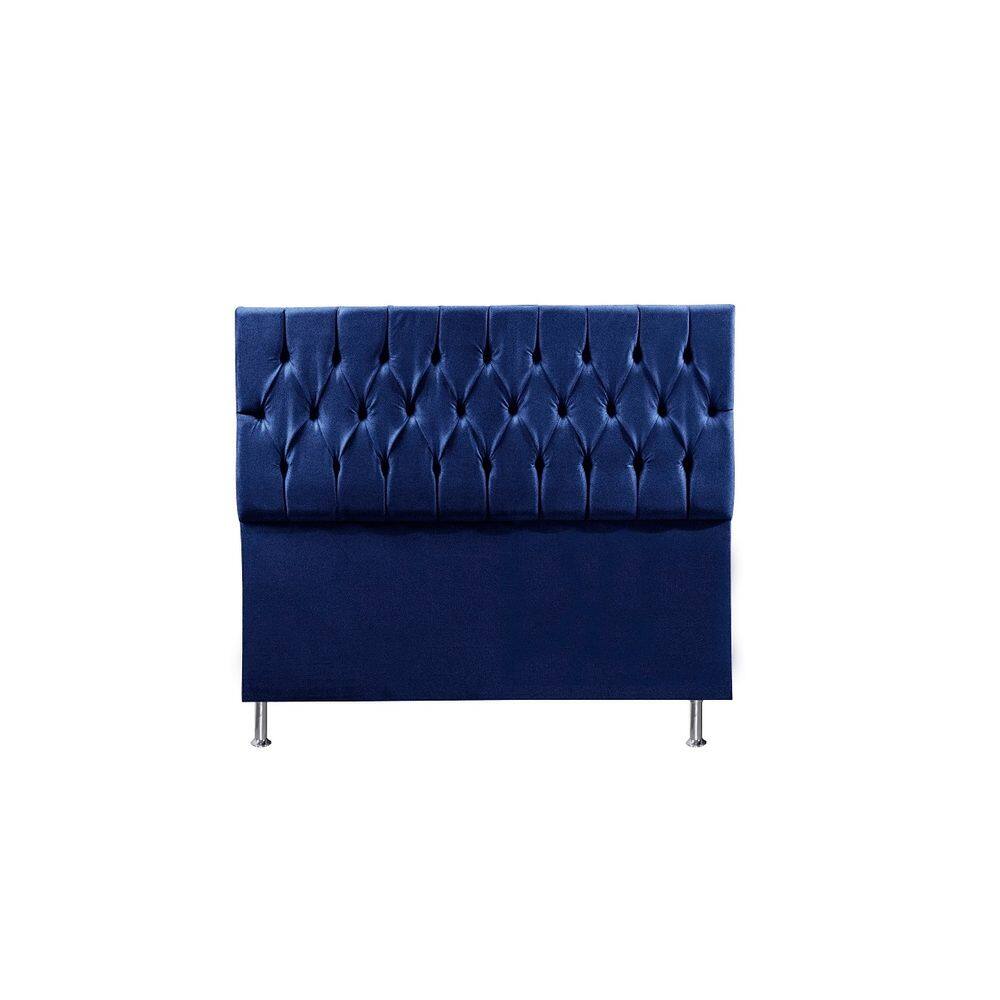 Cabeceira Cama Box Solteiro Estofada Espanha 90 Cm Suede Azul
