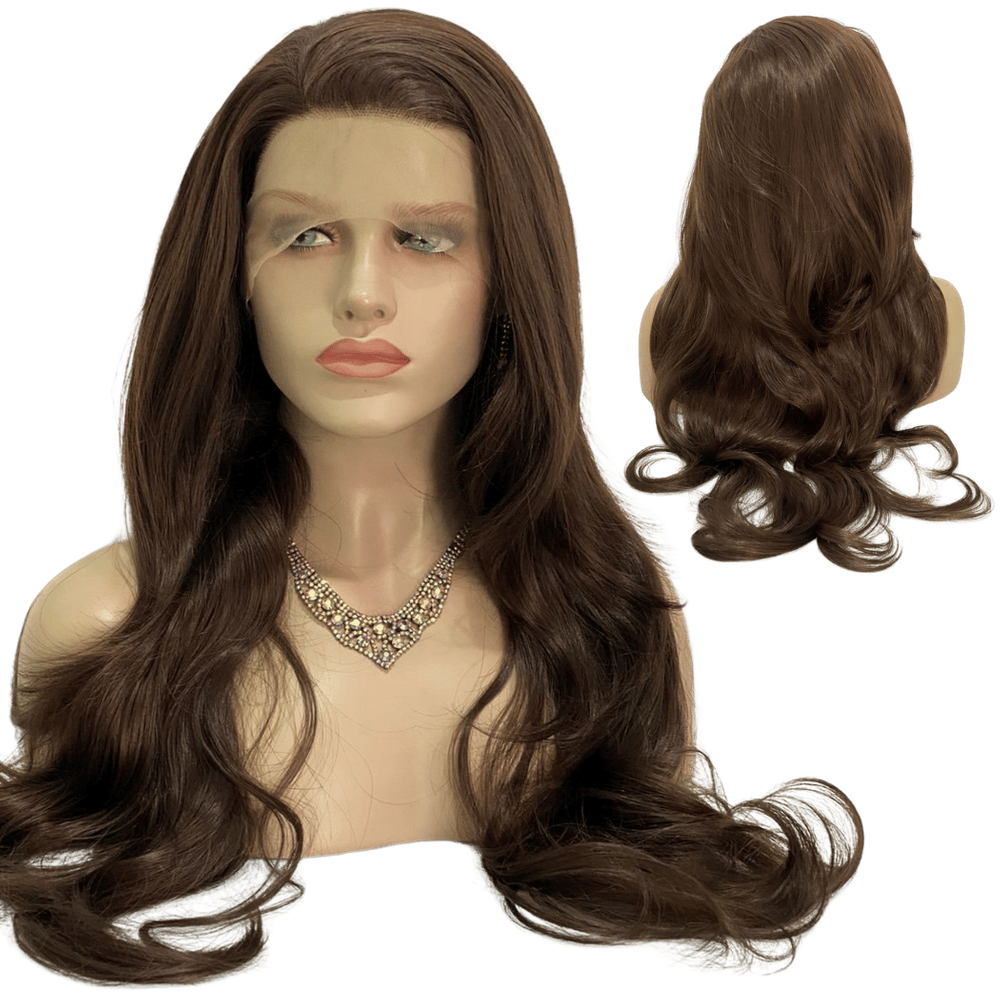 Peruca front lace 13x3 80cm lisa ondulada futura orgânica