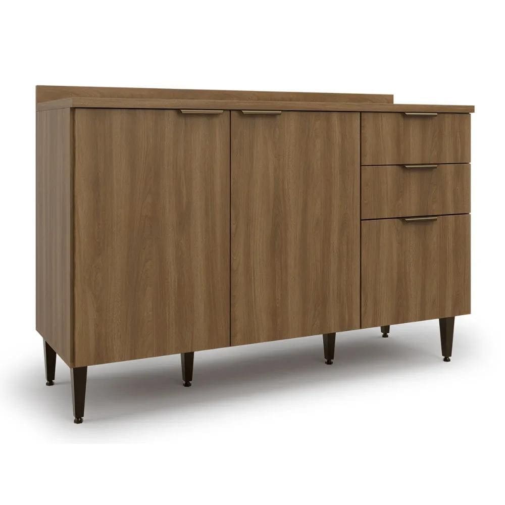 Balcão de Cozinha Paris 2 Portas 3 Gavetas Nogal Batrol
