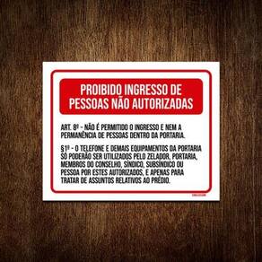 Placa Proibido Ingresso Pessoas Não Autorizadas 18X23