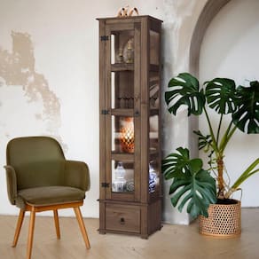Cristaleira 01 Porta Vidro Madeira Maciça Imbuia D151VL Denk