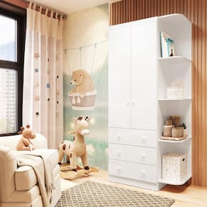 Guarda Roupa Infantil 2 Portas 3 Gavetas MDF Smim New Móveis Peroba