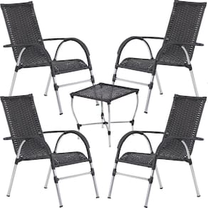 Conjunto de 4 Cadeiras e mesa de centro Área Externa Resistente a Chuva e Sol Trama