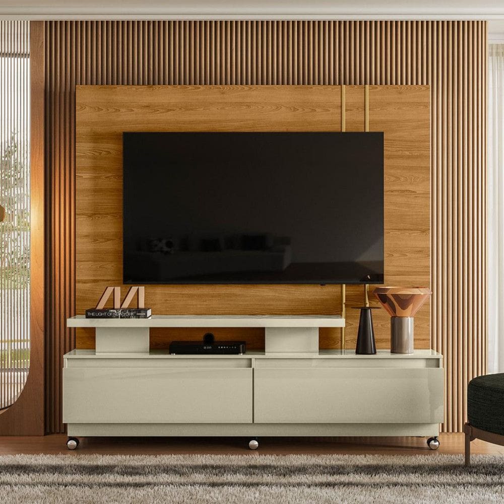 Estante home para TV até 75 Polegadas 2 Gavetas com Rodizio New Madetec