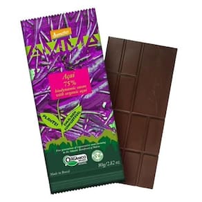 Chocolate 75% Cacau Açaí Orgânico Biodinâmico Amma Chocolate