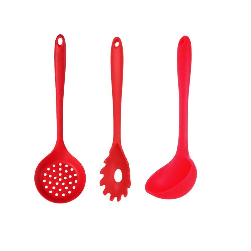 Kit Culinário Silicone Concha + Escumadeira + Pegador